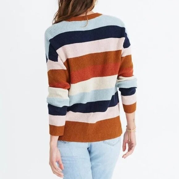 Madewell Striped Knit Sweater S Fall Autumn Layering Preppy‎ THOMPSON Rainbow - Picture 8 of 8